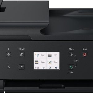Canon Pixma TR7650 4-in-1 Multifunction Printer, Inkjet System, Copy, Print, Scan, Fax, WiFi, 5 Independent Ink Cartridges, ADF 20 Sheets, Touch Screen, A4, Black