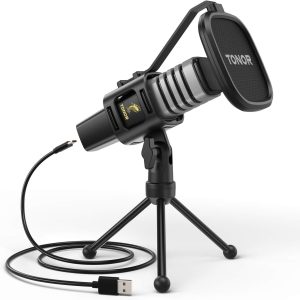 TONOR USB Cardioid PC Computers Microphone with Tripod Stand, Pop Filter, Support Gaming, Streaming, Podcasts, Youtube, Vocution, Skype, Twitch, Discord, Model TC30