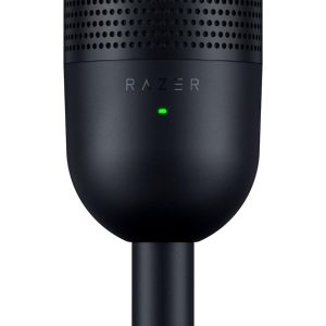 Razer Seiren V3 Mini – Micrófono USB ultracompacto (micrófono de condensador de 14 mm, patrón de captación supercardioide, sensor Tap-to-Mute con LED, amortiguador) Negro