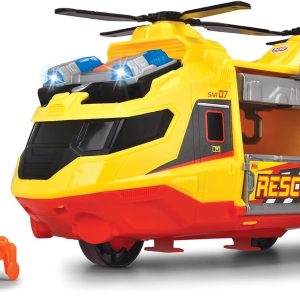Dickie Toys – Rescue Helicopter 30 cm with Light and Sound, Extendable Crane, Propellers with Manual Turn, Removable Stretcher, for Children Over 3 Years Old (203306023)