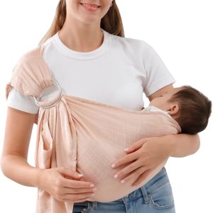 Baby Carrier, Baby Carrier Carrier with Ring for Newborn to Toddler, Lightweight Breathable for Summer Swim Pool Beach Front Chest Pink (10-30 lbs)