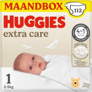 Huggies Baby Extra Care Diapers, Size 1 (2-5kg), 4 x 28 Count