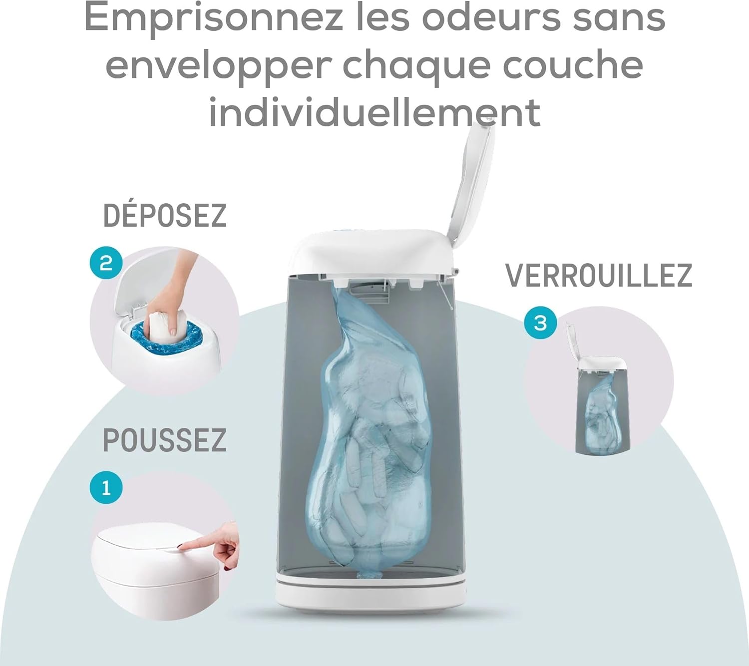 Angelcare Dress Up Diaper Bin White XL - Image 6