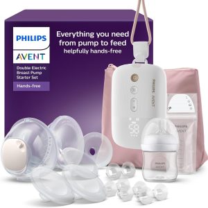 Philips Avent SCD553/11 Hands-Free Breastpump Starter Set with High Suction Capacity Motor, Mimics Baby Intake Rhythm, Pumps Up to 85 Times Per Min, SCD553/11