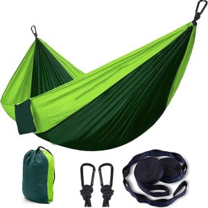 Camping Hammock, Double Lightweight Nylon Portable 2 Person Hammock with Tree Straps and Aluminum Alloy Carabiners, Quick Dry Travel Hammock for Outdoor Camping