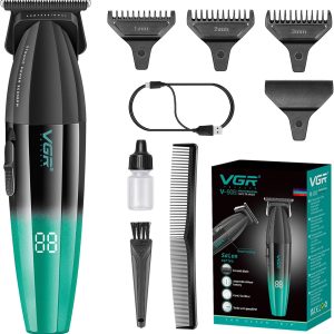 VGR 906 Fresh Fade Professional Hair Clipper, 9000 RPM No Gaps for Men, DLC T-Blade Cordless Hair Clippers for Barbers and USB Rechargeable, Green