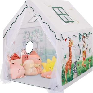 Children’s Tent Play Tent for Children Indoor and Outdoor, Large Tent for Children with Windows and Carry Bag, Children’s Tent Children’s House 120 × 100 × 130 cm, Animal Party