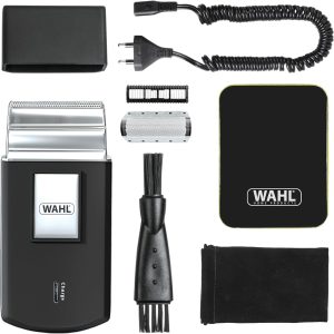 Wahl Travel Shaver – Cordless & Rechargeable Electric Shaver for Men – Ideal for Traveling Hair and Beard Trimming, Compact and Portable, Silver