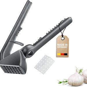 Westmark Extracta Black Edition Garlic Press, Onion & Ginger Press, Robust Aluminum Multipurpose Press, Anthracite