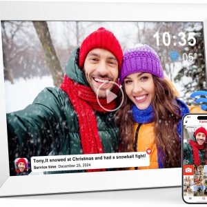 10.1 inch WiFi Digital Photo Frame 1280×800 IPS LCD Touch Screen, Smart Digital Photo Frame Built-in 32GB Memory, Auto Rotate Electronic Photo Frame