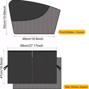 Car Umbrella, 2 x Side Window Curtains (50 x 48 cm), 2 x Rear Side Curtains (69 x 47 cm), Magnetic Detachable Car Sun Shade for Babies Easy and Quick Installation