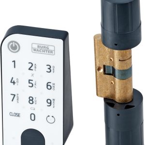 BURG-WÄCHTER SECENTRY Electronic Security Door Lock, Operation with Numeric Code, App or Electronic Key, incl. cylinder, ENTRY Home 5001 PIN, Black/White