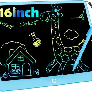 LCD Writing Tablet 16 Inch, Electronic Drawing Board, Colorful Blackboard Tablet Electronic Graphic Chalkboard Children’s Toy Birthday Gift Set for 3-12 Years Old Girls and Boys