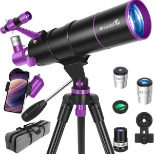 Professional Astronomical Telescope for Adults and Kids Beginners, 90/550mm Portable Refractor Telescope with Adjustable Tripod, Moon Filter, Phone Adapter and Carry Bag