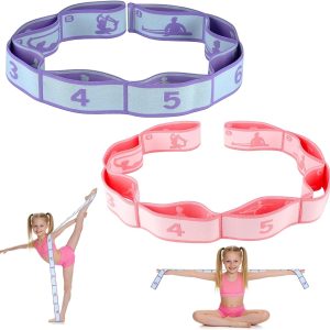 Yoga Belt Elastic Yoga Band Leg Stretcher Strap with 8 Loops Elastic Tapes Muscle Yoga Tape Stretching for Fitness, Pilates and Gymnastics