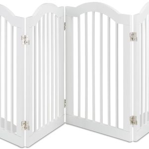 Relaxdays Children’s Safety Barrier, Baby Fence, Dogs, No Drilling, 4 Panels, 70 x 205 cm, with Legs, Foldable, White