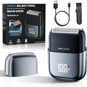 Men’s Electric Shaver with LED Screen, Dry and Wet Beard Shaver, IPX7 Rugged Foil Shaver with 3 Blades, Type C Rechargeable, Lightweight and Portable for Beard and Face Travel