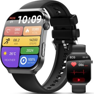 2026 ECG+HRV Men’s Smart Watch with Arteríαl/BMI/Uric Acid/Microcheck, 2.2” Curved Screen 3D Ultra-Large Smartwatch with 24H Heart Rate Monitor, Body Temperature, Sleep, iOS Android