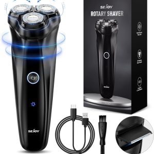 3D Electric Shaver, Rechargeable Electric Razor for Men, with Pop-Up Trimmer, 1 Hour Fast Charge, 90 Minutes Shaving, 3D Floating Head
