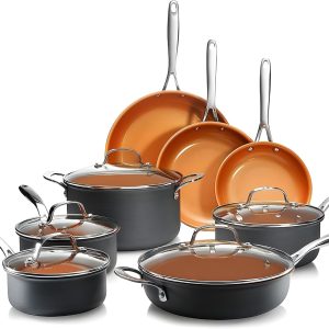 GOTHAM STEEL – Pots and Pans Set, Nonstick 13 Piece, Hard Anodized with Ceramic Nonstick Cookware Set, Oven Safe, Dishwasher Safe