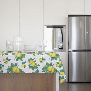 GEMITEX Tablecloth Tradition, Waterproof and Stain Resistant Waxed Plush, Decoration 4138 Sorrento Lemons, Ideal for Square and Round Tables of 4 People, 140 x 140 cm, Made in Italy,