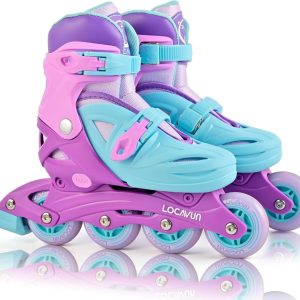Inline Skates, 4 Sizes Adjustable with 82A PU Wheels, Children’s Inline Skates for Indoor and Outdoor Use