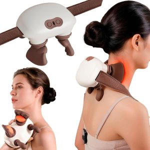 Bionic Heated Massager, Portable Shiatsu Shoulder Neck Massager 3 Speeds 2 Heat Lightweight USB Rechargeable for Neck/Shoulder/Back/Leg, Home/Office/Travel