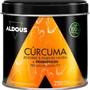 250 Probiotic Capsules + Organic Turmeric with Ginger and Black Pepper – 1460mg – with Curcumin and Piperine – Natural Anti-Inflammatory – Advanced Formula – Organic Certification