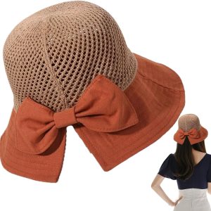 Sun Visors Women, Wide Brim Hats Women, Breathable Sunhat with Hollow Hole for Beach, Hiking, Fishing, Travel, Golf, Sturdy Materials, Urban Commuting, Brick, Yellow