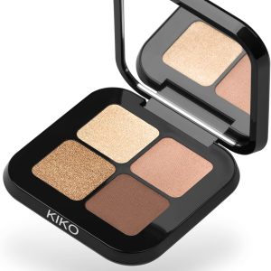 KIKO Milano Bright Quartet Eyeshadow Palette 01 | 4 Cooked Eyeshadow Palette For Dry & Wet Use