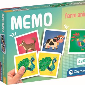Clementoni Educational Game Memo Pocket Farm Animals 48 Tiles – Game For Children 3-5 Years, Flash Card Games, Learning Logical Thinking, 2 Players, Gift For Boy/Girl, Cartoon, Made In Italy, 18316