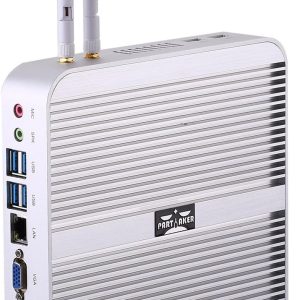 Partaker Fanless Mini PC Windows 10 Pro, Intel Core i5 4200U Mini Comptuers, 8GB Ram 128GB SSD, Mini PC i5 Support HDMI, VGA, 4USB 3.0, WiFi, Aluminum Alloy Chassis