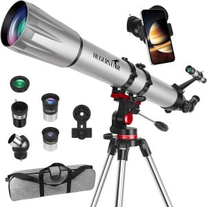 Professional Adult Astronomical Telescope, 90mm Aperture 900mm (36X-270X) Portable Refractor Telescope for Kids and Beginners with Tripod, Phone Adapter, Moon Filter and Bag