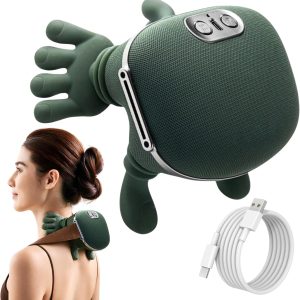 BeFit24 Wireless Neck Massager 4D | Cervical Massager with Heat 2 Levels | 3 Petrissage Modes | USB 5V 2000mAh Rechargeable | Portable Deep Massage | Green