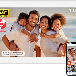 FRAMEO 15.6 inch Digital Photo Frame with WiFi and 32GB Storage, 1920×1080 FHD IPS Touch Screen, Share Photos and Videos Remotely via Frameo App