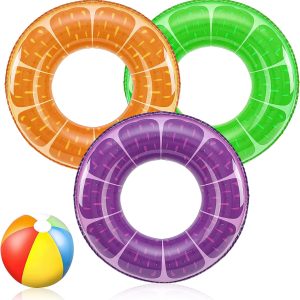 3 Pack Inflatable Swimming Rings for Kids and Adults, Pool Ring for Kids, Inflatable Rubber Rings for Pool