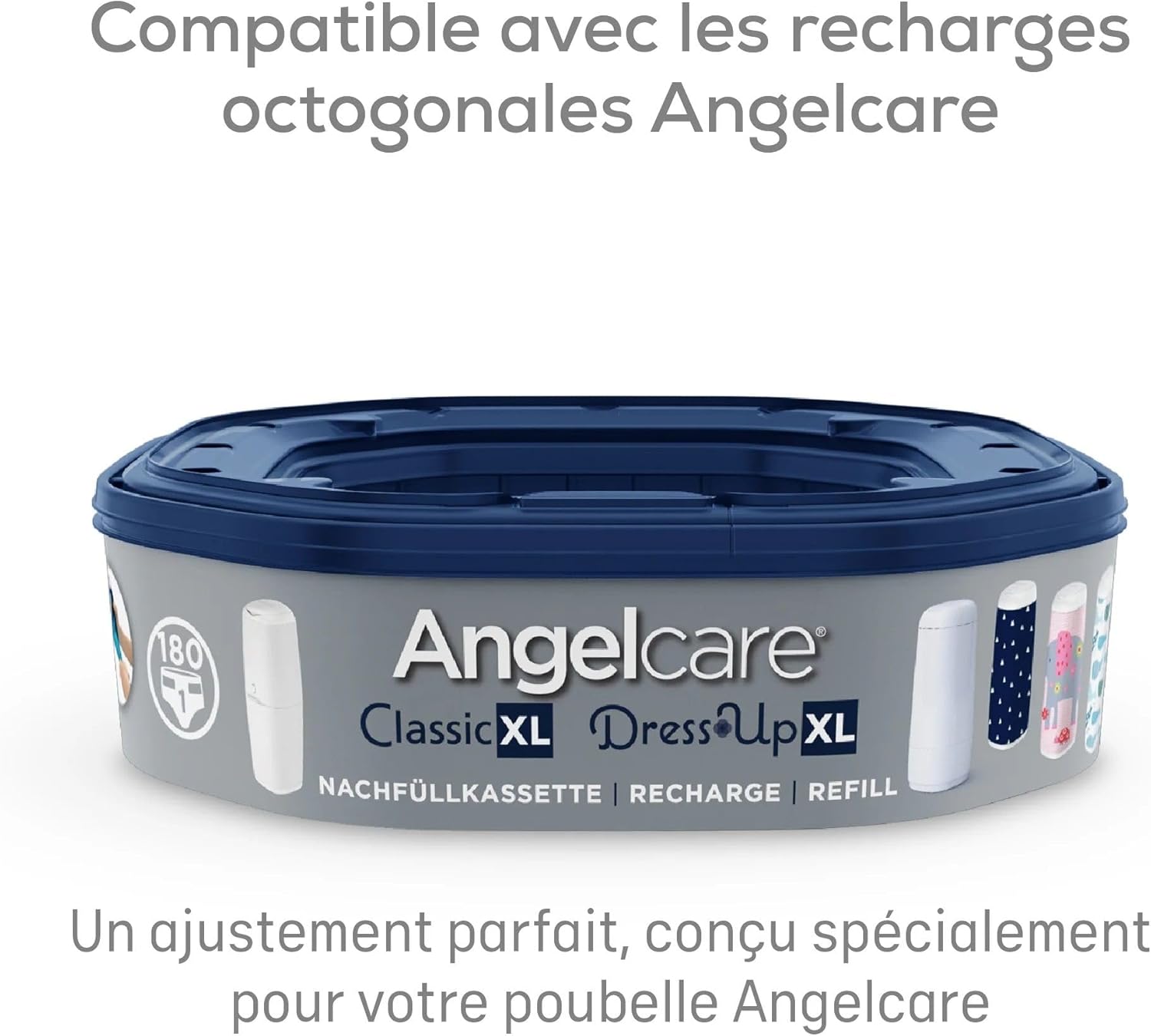 Angelcare Dress Up Diaper Bin White XL - Image 9