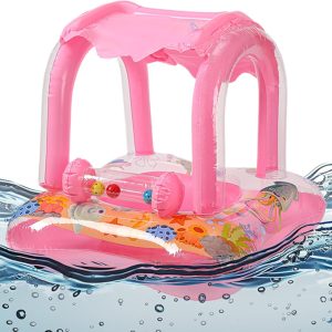 Baby Float – Inflatable Aid for Swimming Children, Children’s Float with Sun Protective Umbrella for Water Games in Pool, Beach and Lake