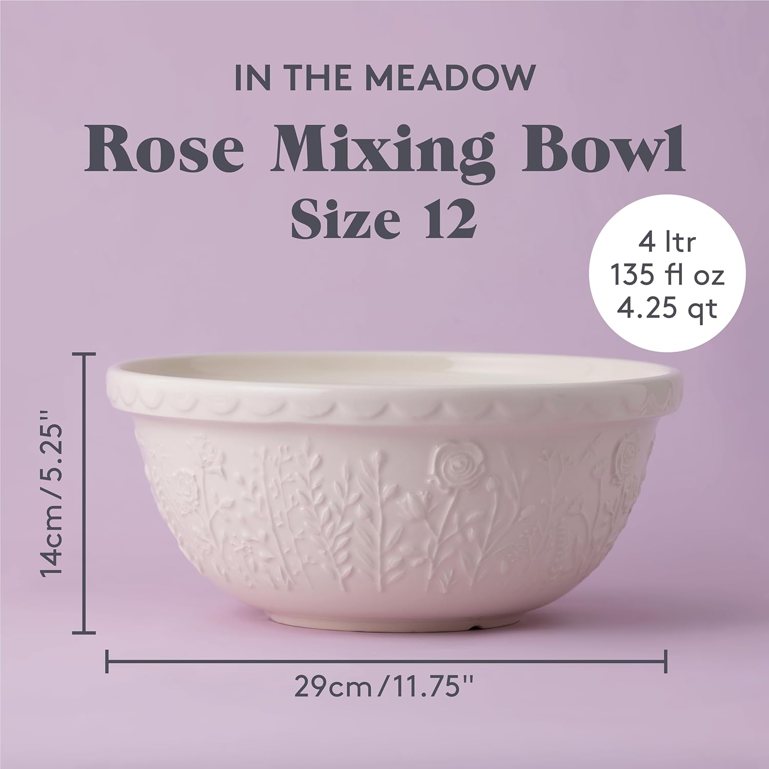 Mason Cash in The Meadow Rose Mixing Bowl 29cm - Image 4