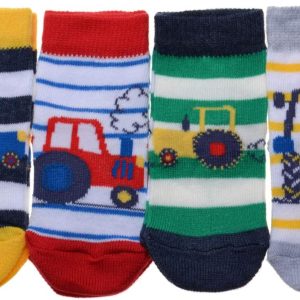 4 Pairs Farm Tractor Socks for Babies and Kids