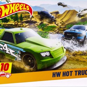 Hot Wheels Pack of 10 Trucks (Assorted Models, Random Selection), Toy Car Set Including Trucks and Vans, Toy +3 Years, HYM97