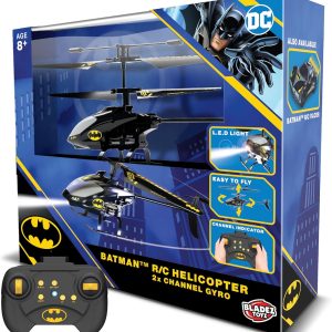 BLADEZ Batman R/C Helicopter 2 Channel Gyro Batman Helicopter, DC Comics, RC 2 Channel with Gyro Control, Easy to Fly with Lights, Shockproof, Licensed Toy for Kids, Toyz