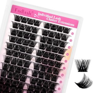 FADLASH DIY Individual False Eyelashes Extension 0.07mm D Curl 15-20mm 96Pcs Eyelashes Hair to Hair Soft Natural Lightweight Easy to Apply