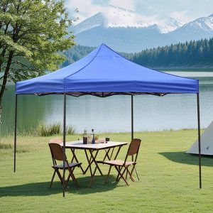 Portable Outdoor Waterproof Canopy Tent with Adjustable Height Pop Up Canopy for Patio, Deck, Garden and Beach, Blue (2 x 2 m)