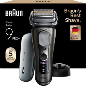 Braun Series 9 PRO+ Men’s Electric Shaver, Dry & Wet Beard Shaver With 5+1 Technology, 60 Min Use, Cleaning Center, Charging Case, Charging Dock, 9625S, Graphite