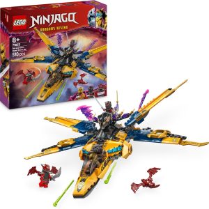 LEGO Ninjago Super Jet Storm RAS and Arin Construction Toy with Detachable Drone, Combo Vehicle with 3 Minifigures, Birthday Gift for Boys and Girls Ages 8 and Up 71833