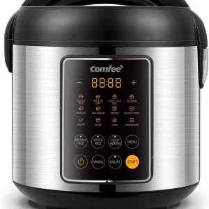 COMFEE ‘ 14-in-1 Stainless Steel Rice Cooker, Slow Cooker, Steamer, Sauté and Warmer, 5.3 Quart, 20 Cups Cooked (10 Cups Uncooked), Brown Rice, Quinoa and Oatmeal
