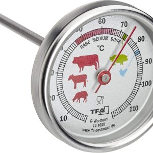 TFA Dostmann Analogue Stainless Steel, 14.1028, Ideal Fish, Poultry, Meat Thermometer, Perfect Roast, Silver