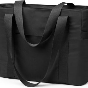 KALIDI Large Shopping Bag with 15.6 Inch Laptop Compartment for Work College Travel Beach Work College Work Bag Solid Color Bag