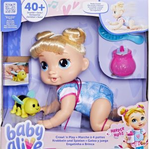 Baby Alive Harper Hugs – 27cm Interactive Doll Walking on 4 Legs – 40+ Adorable Sounds – Learning Cup, Bee Toy and Dance Function
